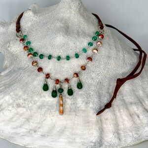 Multi Strand Mixed Gemstone Sundance Inspired Boho Necklace